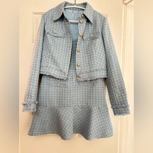 Guess Baby Blue Tweed Dress and Jacket Set